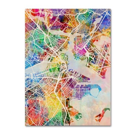 Trademark Fine Art Michael Tompsett 'Boston MA Street Map' Canvas Art, 18x24 MT0897-C1824GG